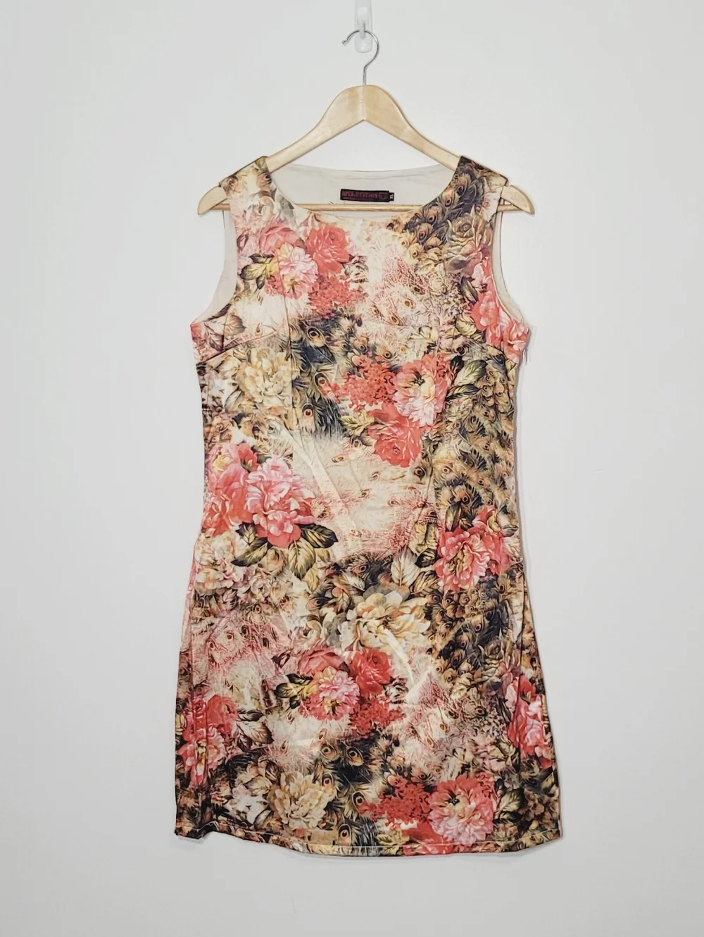 Super Stition Abstract Orange Floral Pattern Sleeveless Cocktail Dress Size XL - Picture 2 of 14